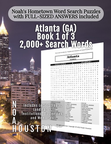 Noah’s Hometown Word Search Puzzles with FULL-SIZED ANSWERS included ATLANTA (GA), BOOK 1 OF 3
