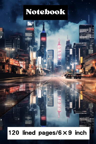 Glittering Cityscape for teens and adults / 120 lined pages / 6x9 inch