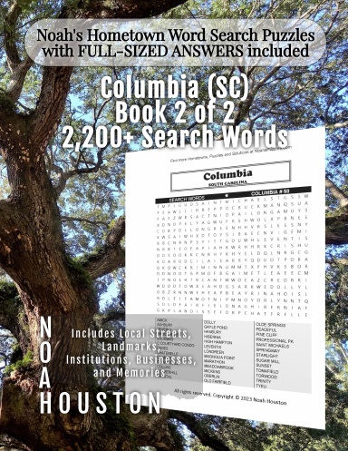 Noah’s Hometown Word Search Puzzles with FULL-SIZED ANSWERS included Columbia (SC), Book 2 of 2