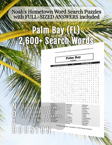 Noah’s Hometown Word Search Puzzles with FULL-SIZED ANSWERS included Palm Bay (FL)