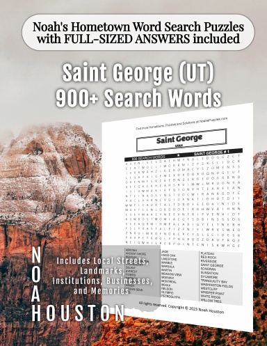 Noah’s Hometown Word Search Puzzles with FULL-SIZED ANSWERS included Saint George (UT)