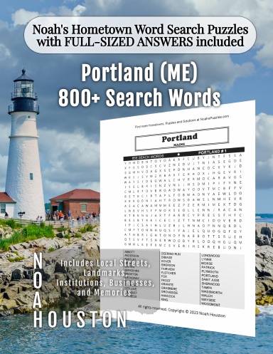 Noah’s Hometown Word Search Puzzles with FULL-SIZED ANSWERS included Portland (ME)