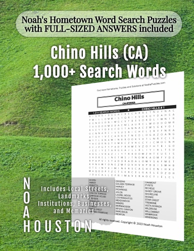 Noah’s Hometown Word Search Puzzles with FULL-SIZED ANSWERS included Chino Hills (CA)