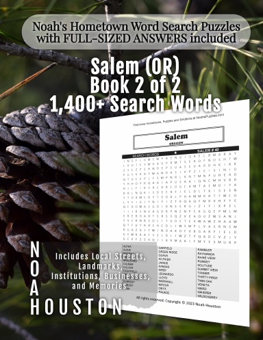 Noah’s Hometown Word Search Puzzles with FULL-SIZED ANSWERS included Salem (OR), Book 2 of 2