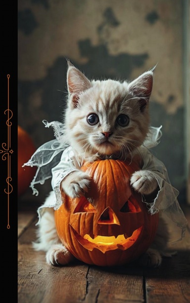 Halloween Kitten with Pumpkin Journal