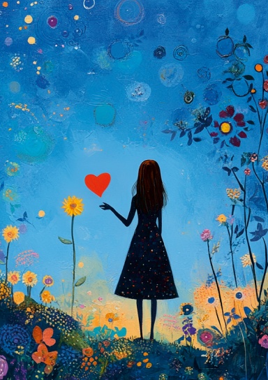A5 Notebook / Journal - The Girl with the Heart - 200 pages with date field