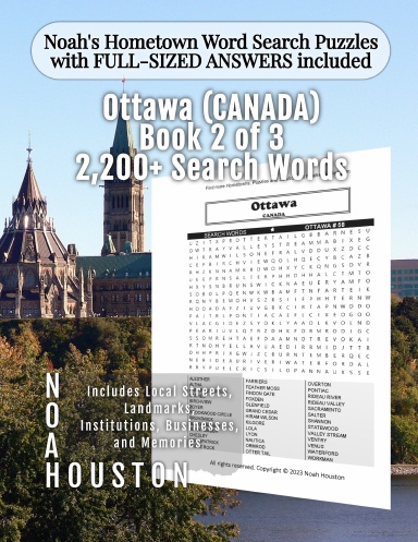 Noah’s Hometown Word Search Puzzles with FULL-SIZED ANSWERS included Ottawa (CANADA), Book 2 of 3
