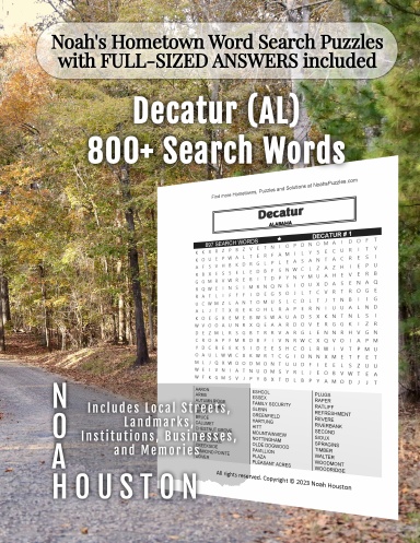 Noah’s Hometown Word Search Puzzles with FULL-SIZED ANSWERS included Decatur (AL)