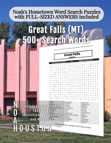 Noah’s Hometown Word Search Puzzles with FULL-SIZED ANSWERS included Great Falls (MT)