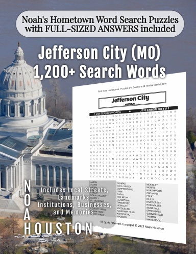 Noah’s Hometown Word Search Puzzles with FULL-SIZED ANSWERS included Jefferson City (MO)