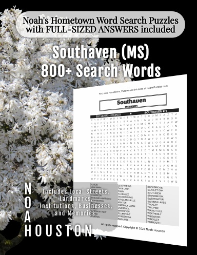 Noah’s Hometown Word Search Puzzles with FULL-SIZED ANSWERS included Southaven (MS)