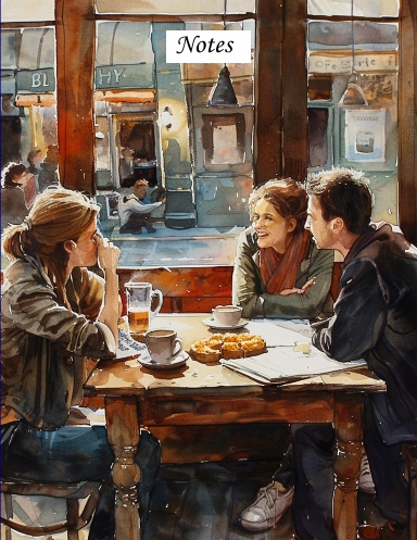 Coffee shop conversation/adults/happy chat/notebook/120 lined pages/8.5 x 11 inch