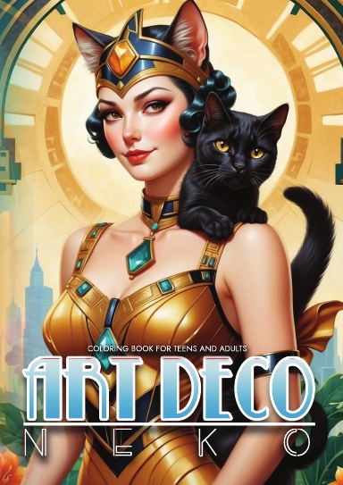 Art Deco Neko Coloring Book For Teens And Adults