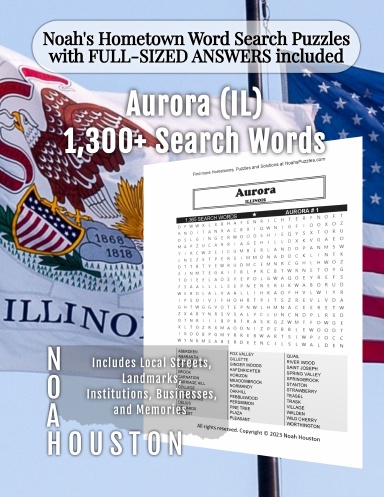 Noah’s Hometown Word Search Puzzles with FULL-SIZED ANSWERS included Aurora (IL)