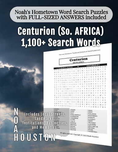 Noah’s Hometown Word Search Puzzles with FULL-SIZED ANSWERS included Centurion (So. AFRICA)