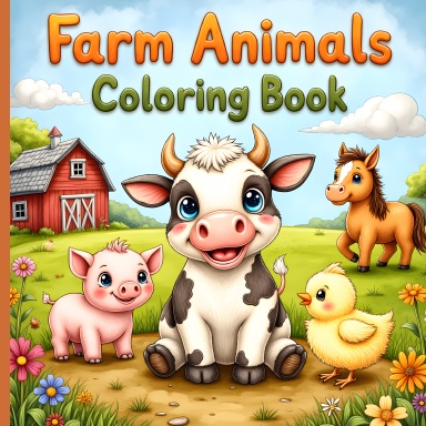 Cute Farm Animals Coloring Book