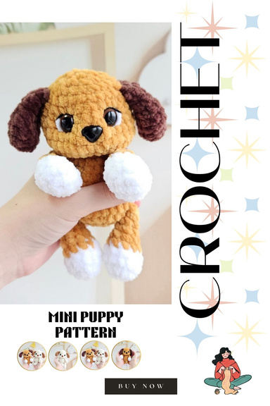 Mini Puppy Crochet Pattern – Amigurumi Dog Tutorial PDF in English | Christmas Gift & Baby Shower Idea