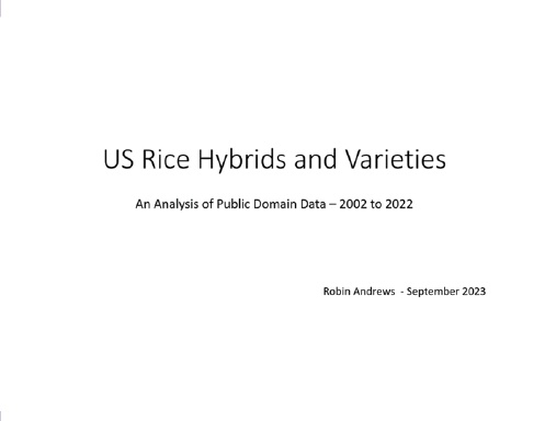 US Rice Hybrids and Varieties