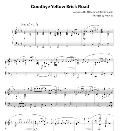 Goodbye Yellow Brick Road (piano sheet music)