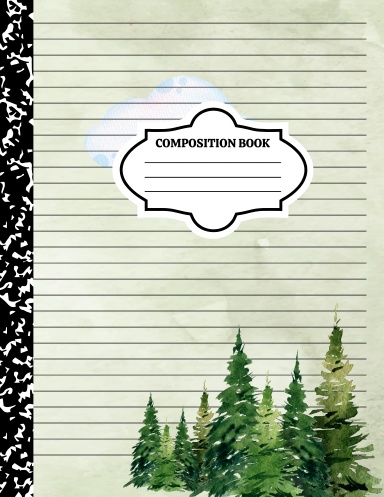 Nature Watercolor Interior 8.5x11 Notebook - Perfect for Doodling and Notes on Green-Themed Pages!