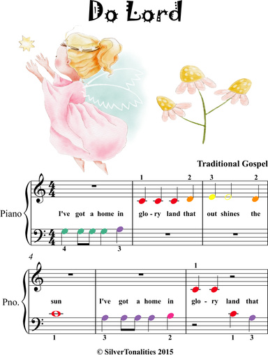 Do Lord Beginner Piano Sheet Music with Colored Notes