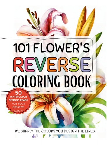 101 Flowers reverse coloring book