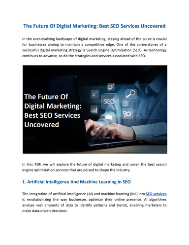 The Future Of Digital Marketing: Best SEO Services Uncovered