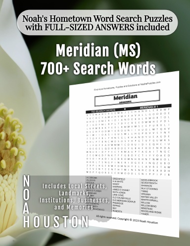 Noah’s Hometown Word Search Puzzles with FULL-SIZED ANSWERS included Meridian (MS)
