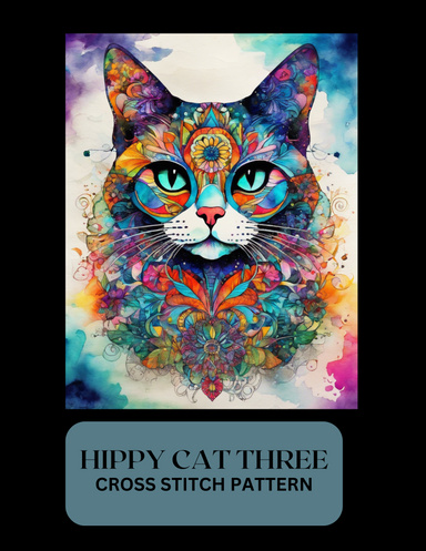 HIPPY CAT THREE CROSS STITCH PATTERN