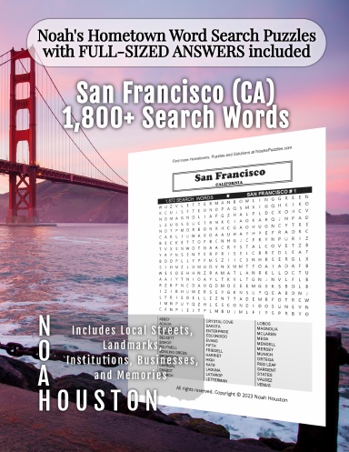 Noah’s Hometown Word Search Puzzles with FULL-SIZED ANSWERS included San Francisco (CA)