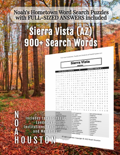 Noah’s Hometown Word Search Puzzles with FULL-SIZED ANSWERS included Sierra Vista (AZ)
