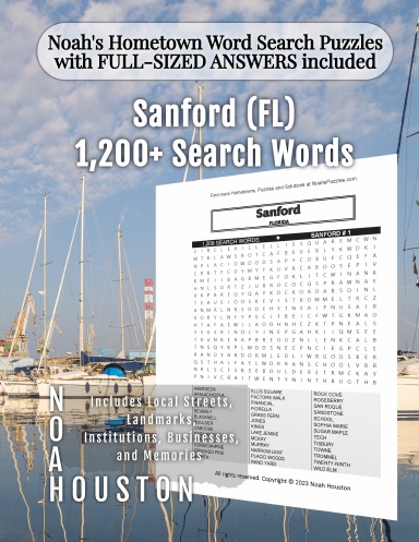 Noah’s Hometown Word Search Puzzles with FULL-SIZED ANSWERS included Sanford (FL)