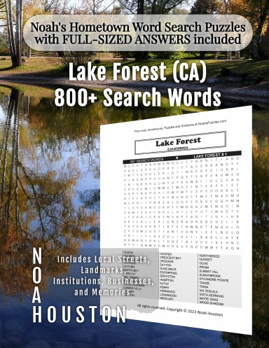 Noah’s Hometown Word Search Puzzles with FULL-SIZED ANSWERS included Lake Forest (CA)