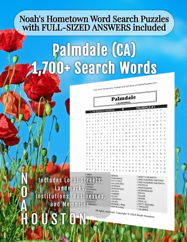 Noah’s Hometown Word Search Puzzles with FULL-SIZED ANSWERS included Palmdale (CA)
