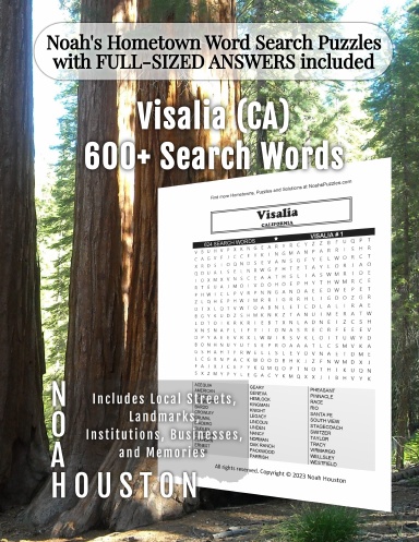 Noah’s Hometown Word Search Puzzles with FULL-SIZED ANSWERS included Visalia (CA)
