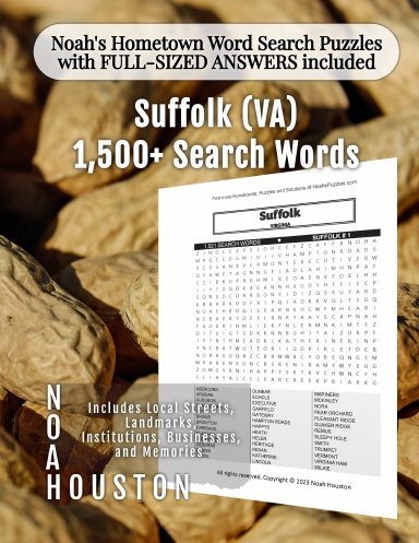 Noah’s Hometown Word Search Puzzles with FULL-SIZED ANSWERS included Suffolk (VA)