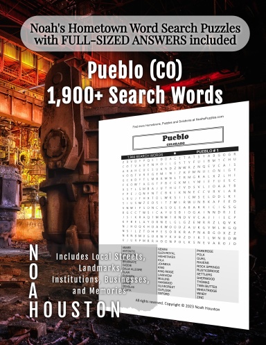 Noah’s Hometown Word Search Puzzles with FULL-SIZED ANSWERS included Pueblo (CO)