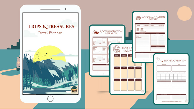 Travel Planner & Journal – Printable & Digital, 28 Hyperlinked Pages for Trip Planning & Memories