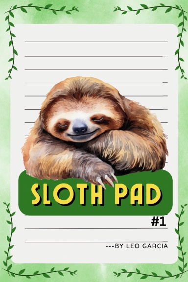 Sloth Themed Lined Notepad #1 With Black & White Sloth Images