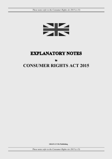 Explanatory Notes to Consumer Rights Act 2015