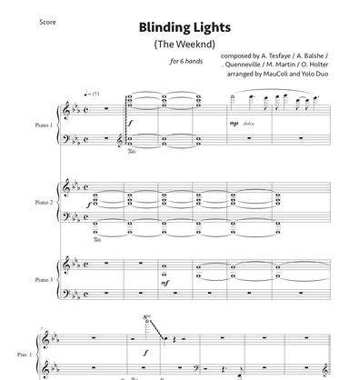 Blinding Lights (6 hands piano sheet)