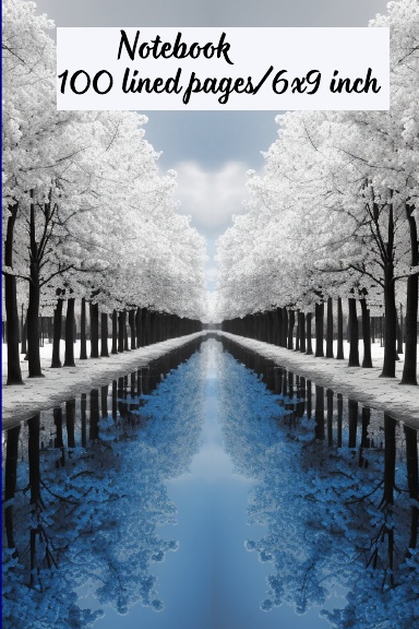 Symmetrical landscape adorned with trees and stream NOTEBOOK / Enchanting nature for girls and women / 100 lined pages / 6 x 9 inch