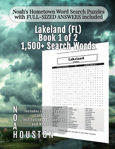 Noah’s Hometown Word Search Puzzles with FULL-SIZED ANSWERS included Lakeland (FL), Book 1 of 2