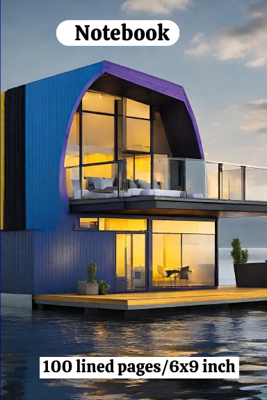 Beach floating house/for teens and adults/notebook or sketchbook/6 x 9 inch