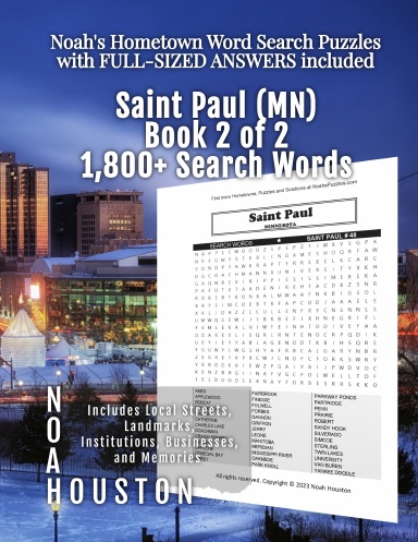 Noah’s Hometown Word Search Puzzles with FULL-SIZED ANSWERS included SAINT PAUL (MN), Book 2 OF 2