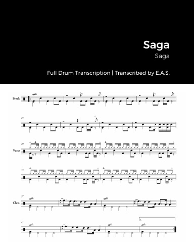 Saga - Saga (Full Drum Transcription)