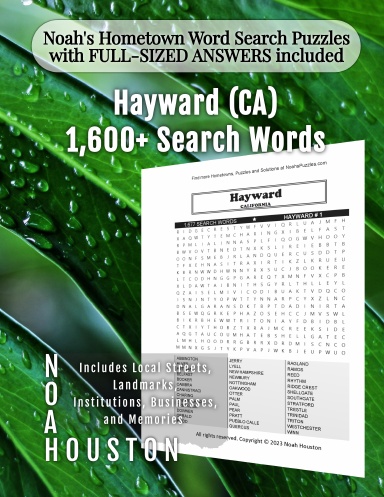 Noah’s Hometown Word Search Puzzles with FULL-SIZED ANSWERS included Hayward (CA)