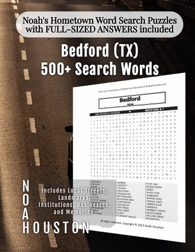 Noah’s Hometown Word Search Puzzles with FULL-SIZED ANSWERS included Bedford (TX)