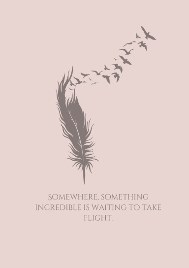 A5 Lined Notebook with Date Field - 200 Pages | Elegant Feather & Birds Cover | Inspirational Quote: 'Somewhere, Something Incredible is Waiting to Take Flight' | Softcover Journal for Writing & Reflection