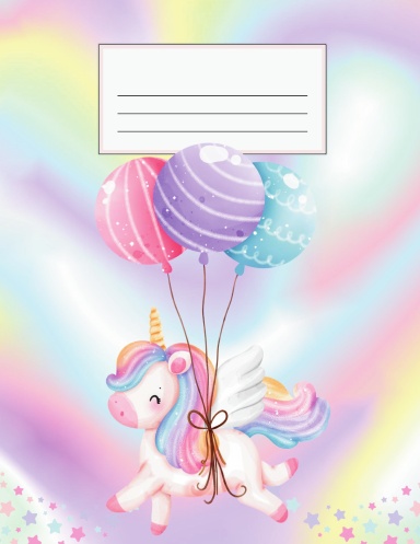 Kids Wide Rule Composition Notebook Unicorn with Balloons